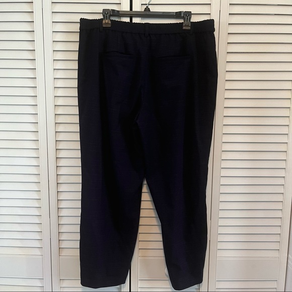 Modcloth Navy Red Trousers Pants XL Career Elastic Waist Pattern Straight Leg - Picture 5 of 9